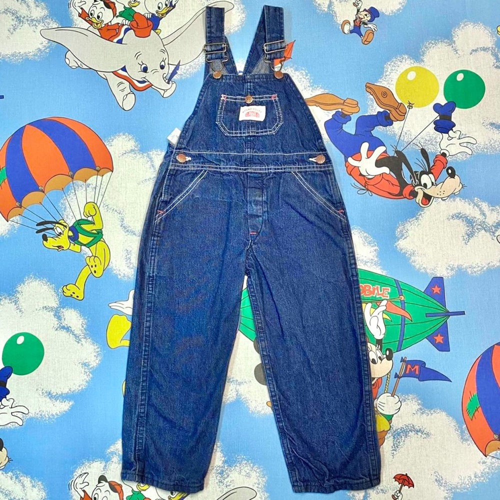 Vintage 90s dark washed Round House kids denim overalls 🌀